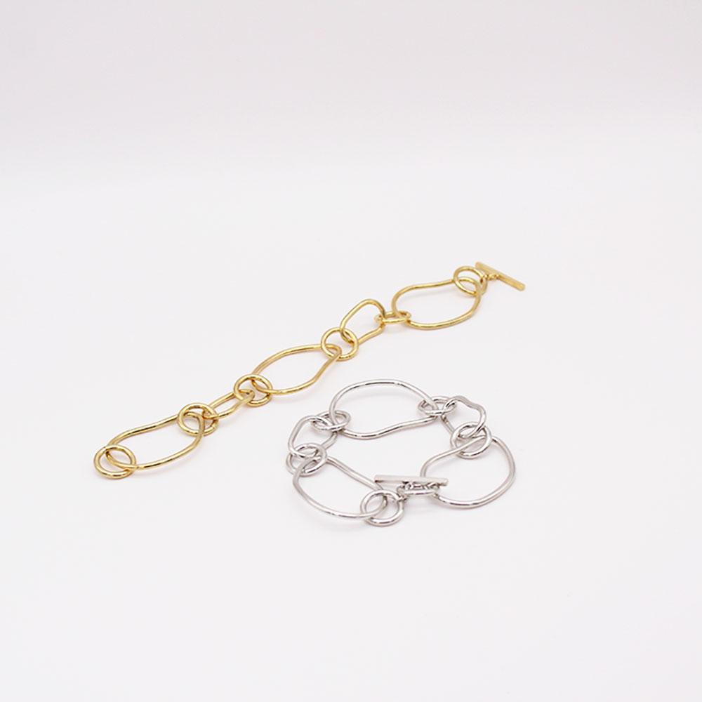 Ellen-Bracelet-Silver-Plated-Gold-Plated-Abstract-Link-Bracelet-T-Bar-Fastening-Womens-Jewellery